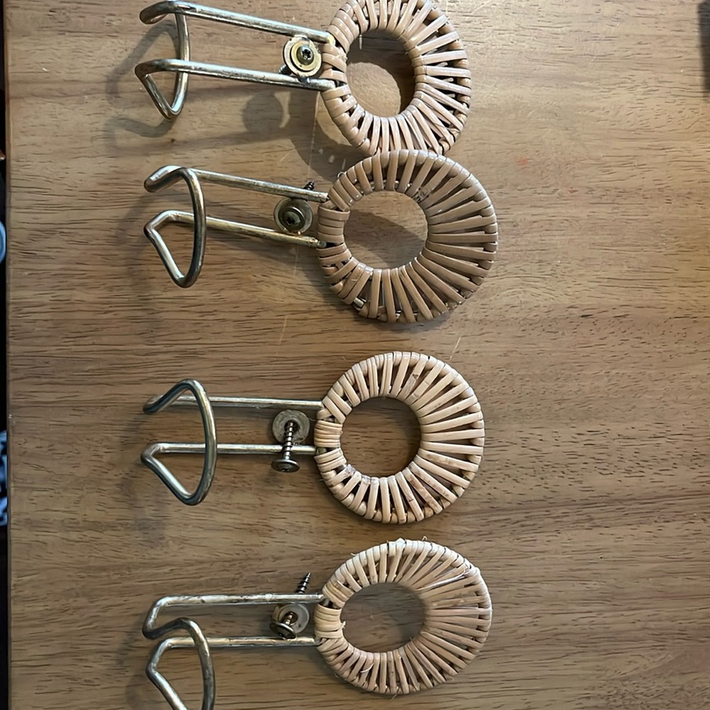 4 Rattan Boho Hooks